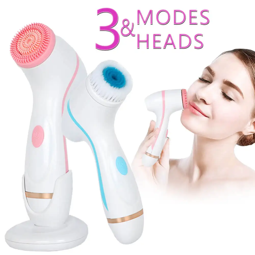 

2021 Ultrasonic Electric Facial Brush Washing Face Cleansing Machine Silicone Skin Beauty Makeup Cleanser Blackhead Acne Remover