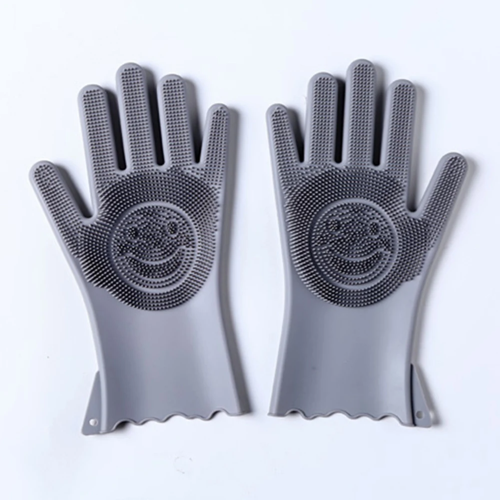 1 1pair Kitchen Dishwashing Household Multifunctional Scrubbing Silicone Cleaning Gloves With Brush Bathroom Magic - Цвет: 1