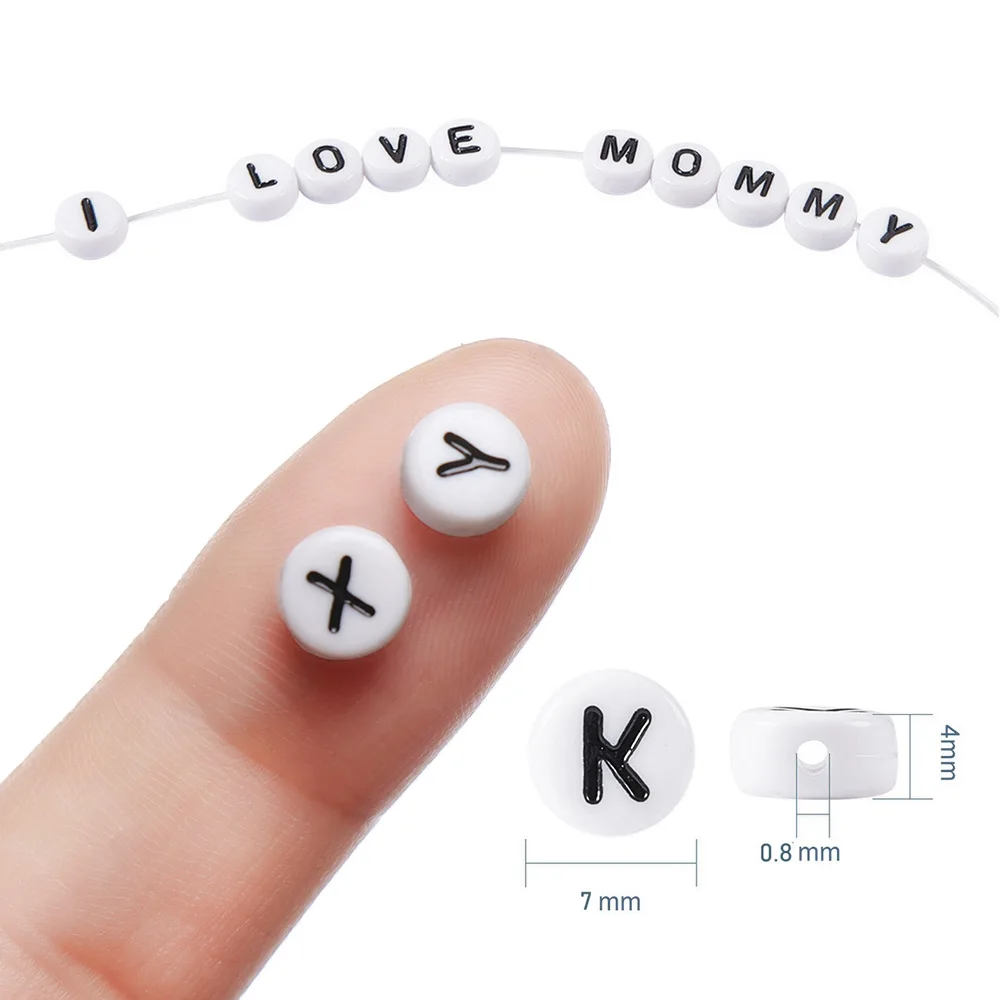 100 шт 7 мм 26 букв круглые бусины алфавита акриловые бусины для детей DIY игрушки для изготовления ювелирных изделий для браслета и ожерелья Аксессуары