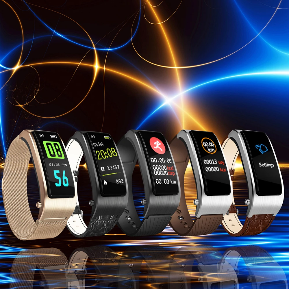 B5s Bluetooth earphone wireless earbud smart headset watch with microphone Smart Bracelet Waterproof touch screen music play