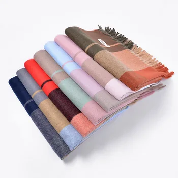 

Wild Autumn and Winter Women's Scarf Plaid Long Shawl Imitation Cashmere Bib British Color Matching Tassel Warm Scarf