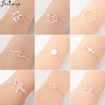 

Jisensp Stainless Steel Animal Wave Bracelets for Women Everyday Jewelry Simple Airplane Adjustable Charm Bracelet Femme Gift