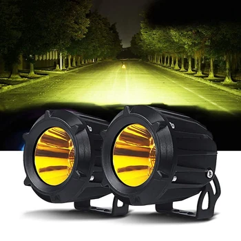 

Amber 3000K Led Fog Light 25W Led Pods Work Light Flood Spot Combo Beam Offroad Driving Fog Light for Motorcycle Motorbike Jeep