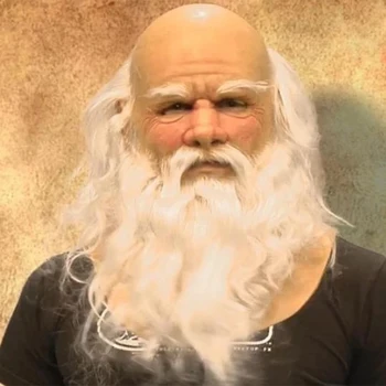

HOT Christmas White Beard Old Man Headgear Costume Party Cosplay Latex Headgear NDS