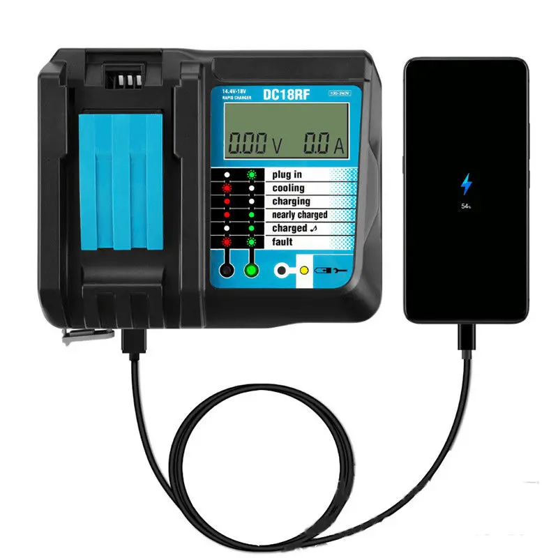 Быстрое зарядное устройство DC18RC цифровой дисплей 14,4 V/18 V 3A USB порт для Makita Замена DU55