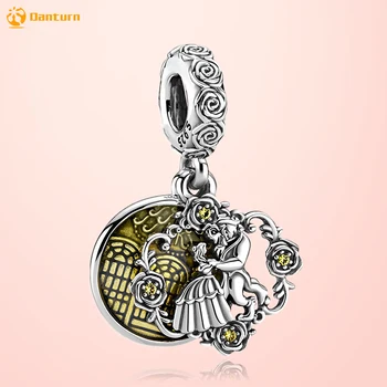 

Danturn Authentic 925 Sterling Silver Bead Beauty And The Beast Dangle Charm fit Original European Bracelet Women Jewelry Making