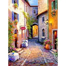 

GATYZTORY Flower Street Frame Diy Painting By Numbers Landscape Canvas Colouring Artwork Handpainted Wall Decor