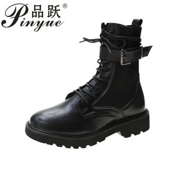 

Fashion New Punk Gothic Style Lace up Belts Round Toe Boots Women Shoes Short Boots Street haulage motor mujer zapatos