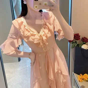 

HANZANGL New summer 2020 Women's bohemian style Ruffle Dress retro ladies Casual Holiday ankle Long Dresses