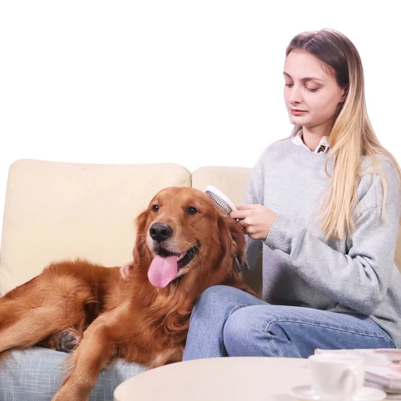 HE расческа для шерсти домашних животных, расческа для выпадения меха, Аксессуары для инструментов, круглая Массажная щетка для длинных коротких меховых кошек и собак