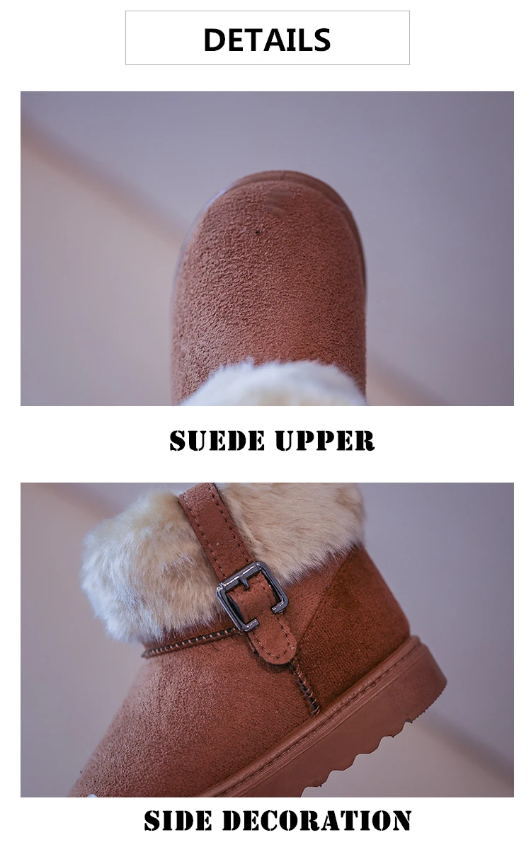 KushyShoo/Детские зимние сапоги; хлопковая обувь для девочек; детская Корейская обувь; теплые Нескользящие однотонные зимние сапоги для девочек и мальчиков; зимние сапоги