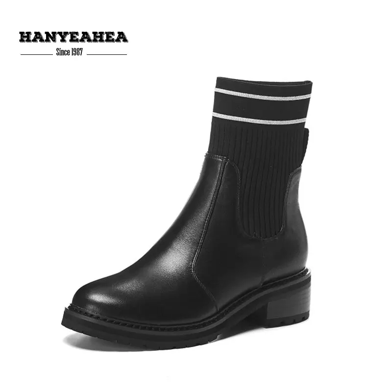 

Knitting Women's Boots Concise Leisure Sock Boots Sweet Fashion Patchwork Elastic Band Women's Autumn Boots