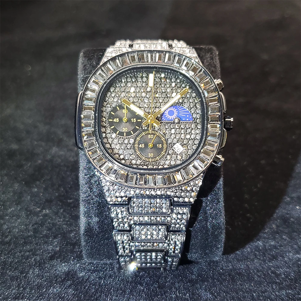 Часы наручные MISSFOX Patek Nautilus мужские брендовые Роскошные Кварцевые с блестящими