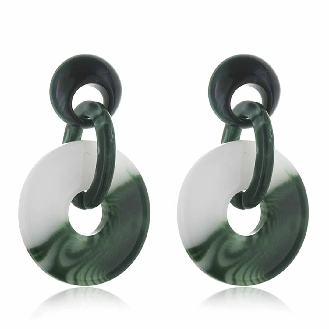 

Vintage Geometric Pattern Acrylic Earring Women Statement Double Circle Long Drop Earring Ethnic Style Acetate Earring Jewelry
