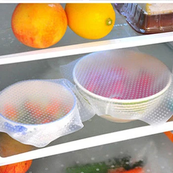 

1pc/4pcs Silicone Food Wraps Reusable Keeping Food Fresh Wrap Bowl Pot Seal Vacuum Cover Stretch Lid Kitchen Accessories
