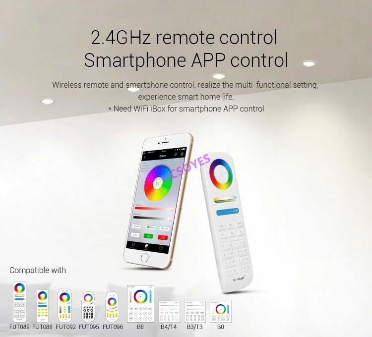 Milight FUT061 9 W RGB + CCT светодиодный светильник 2,4g РФ дистанционного управления Смартфон приложение управления AC100 ~ 240 V Цвет температура: 2700 K ~ 6500 K