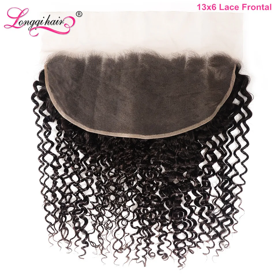 Longqi hair бразильский вьющиеся человеческие волосы 13x6 Кружева Фронтальные закрытие