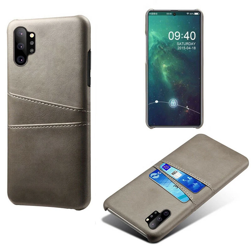 Gray YISHANGOU чехол для телефона для samsung S10 S9 плюс Note8 Гибридный чехол из искусственной кожи Жесткий ПК держатель для карт задняя крышка чехол для Galaxy Note Note9 A9 A8 A7 J8 - Цвет: Gray