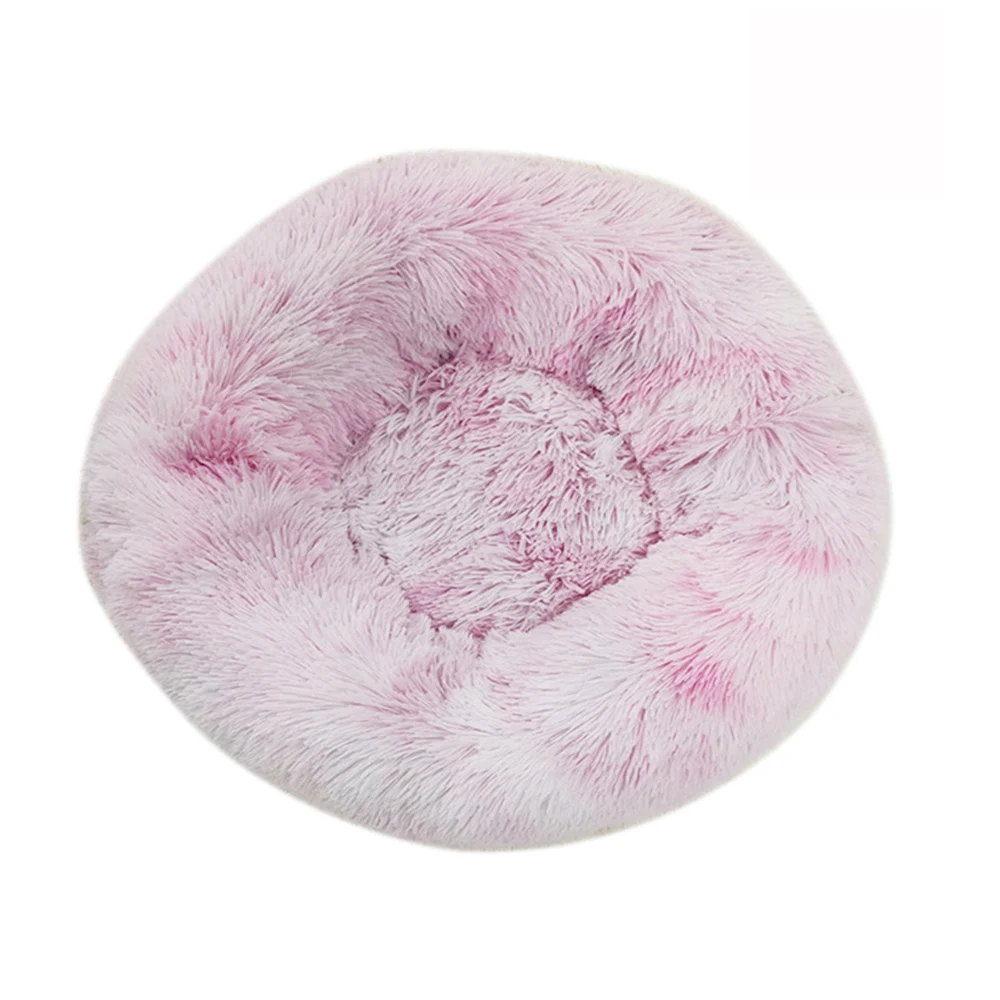 light pink Мягкая теплая круглая кровать для питомца кошки удобное гнездо для питомца собака кошка Моющийся питомник легко чистится кровать для собаки теплый дом для питомца - Цвет: light pink