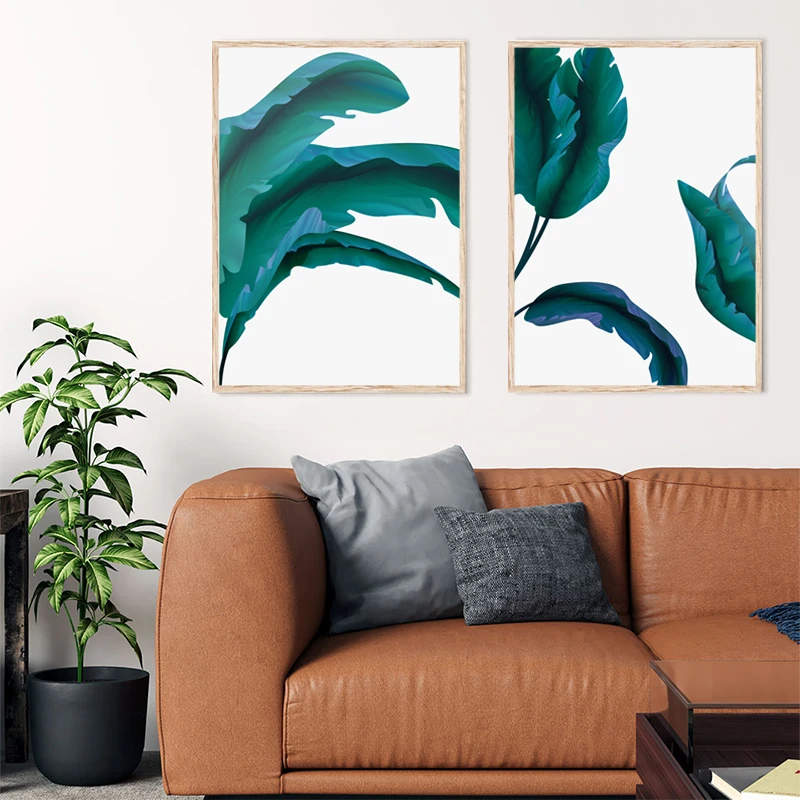 Greem Palm Leaves Wall Art Posters Watercolour Plant Canvas Painting Scandinavian Style Decorative Picture Nordic Home Decor | Дом и сад