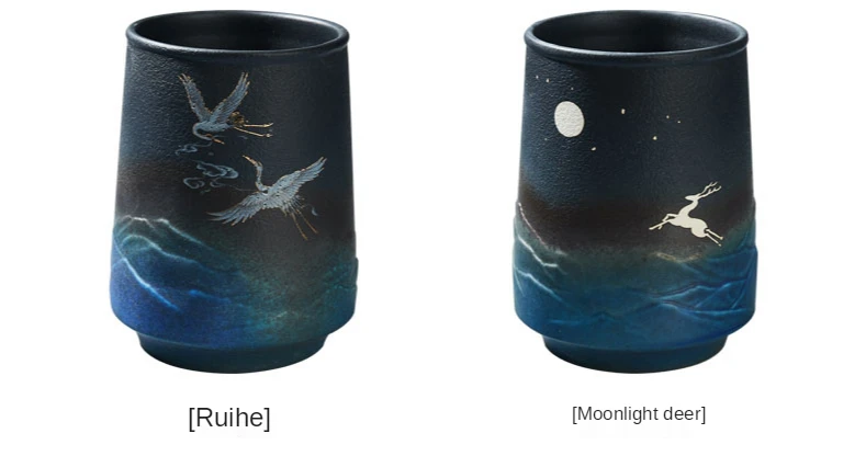 Ceramic Mug Chinese Wind Crane / Shenlu / Mountains and Seas / Sun Moon Gradient Cartoon Coffee Drinking Tea Large Beer Cup