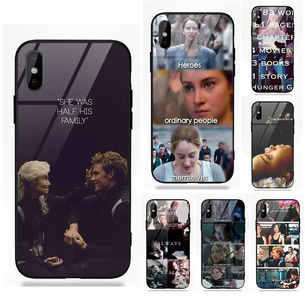 

Omdnwd Hunger Games Transparent Soft TPU Frame Tempered Glass Shell For Apple iPhone 5 5C 5S SE 6 6S 7 8 Plus X XS Max XR