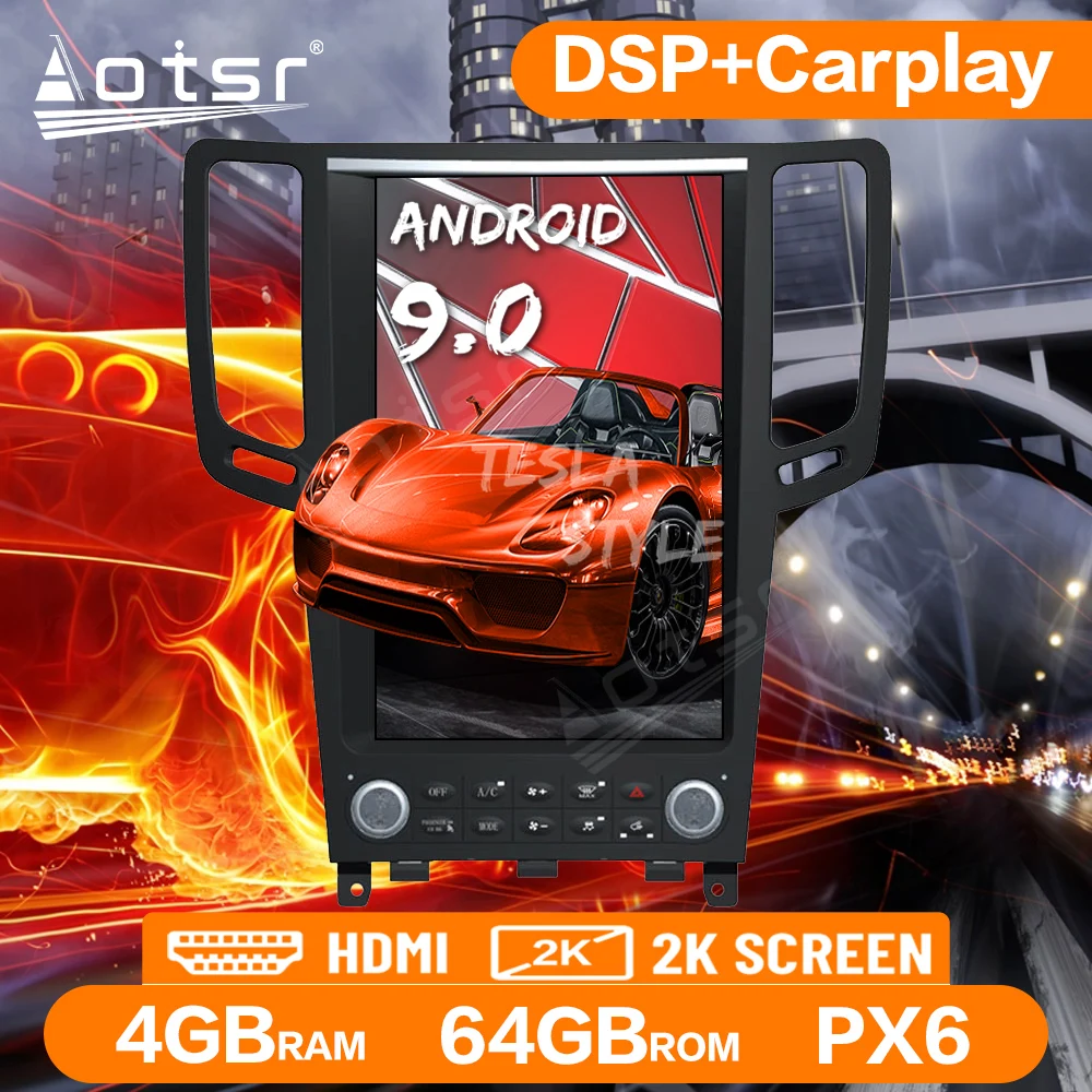 

Tesla Style Android 9.0 PX6 Car Radio For Infiniti GX G37/G25/G35 2008-2014 Multimedia Player GPS Navigation Auto Audio Carplay