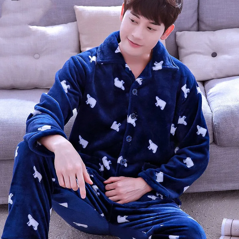 2020 Winter Thick Men pajamas Flannel Pajama Set Long Sleeve Coral Velvet Sleepwear Suit Loungewear Homewear Home Clothes 2020 Winter Thick Men pajamas Flannel Pajama Set Long Sleeve Coral Velvet Sleepwear Suit Loungewear Homewear Home Clothes