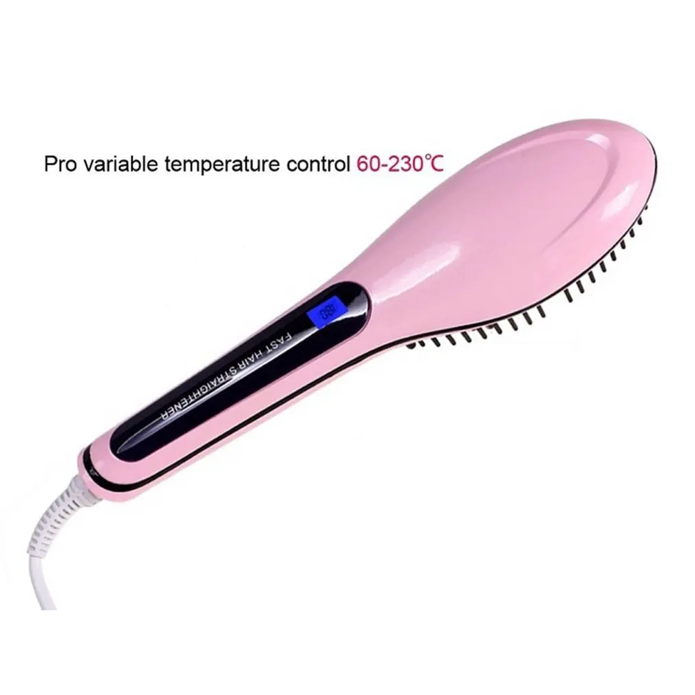 Silky And Smooth Results Professional Electric Fast Straightening Irons Magic Comb With Lcd Display Straight Hair Styling Tool