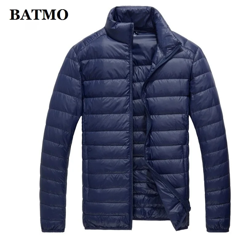 Тёмно-синий BATMO Новое поступление, высокое качество, 90% белые пуховики на утином пуху, мужские тонкие пуховики, большие размеры 778 - Цвет: Тёмно-синий