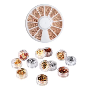 

12 pcs Nail Art Foil Paper for UV GEL Acrylic Decoration Tips & 300 pcs 5mm Nail Art Sticker Tip Decal 3D