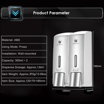 

New Wall-mounted Two Chamber Manual Soap Dispenser Shampoo Box Washroom Toilet Shampoo Shower Gel Liquid Soap Dispenser Wall