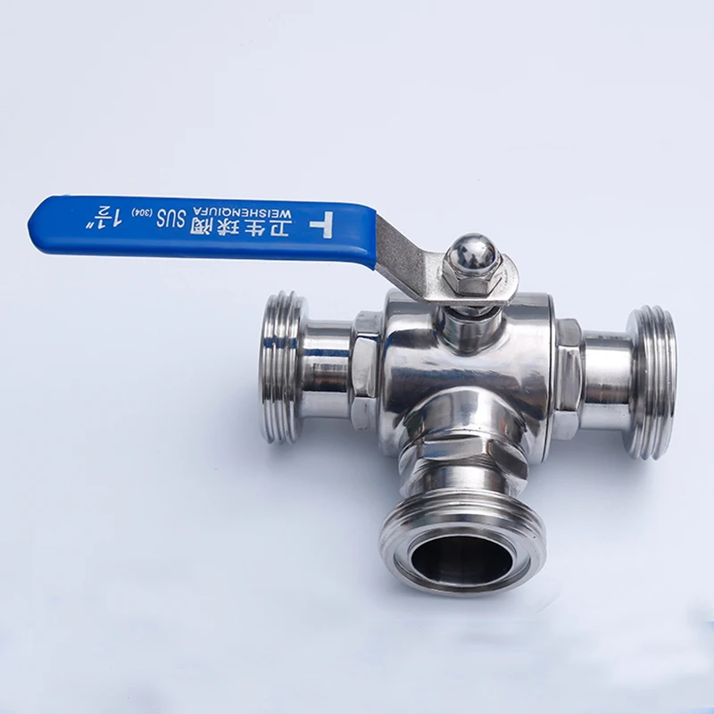

SMS Thread 3 way Ball Valve Stainless Steel SS304 Three Way Ball Valve for Home brew