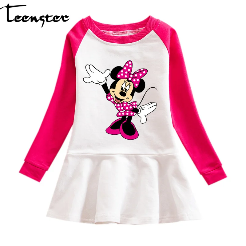 

Teenster Minnie Mouse Vestidos Outfits Sweatshirt Dress Toddler Outfits Girls Christmas Costume Fall Long Sleeve Princess Dress