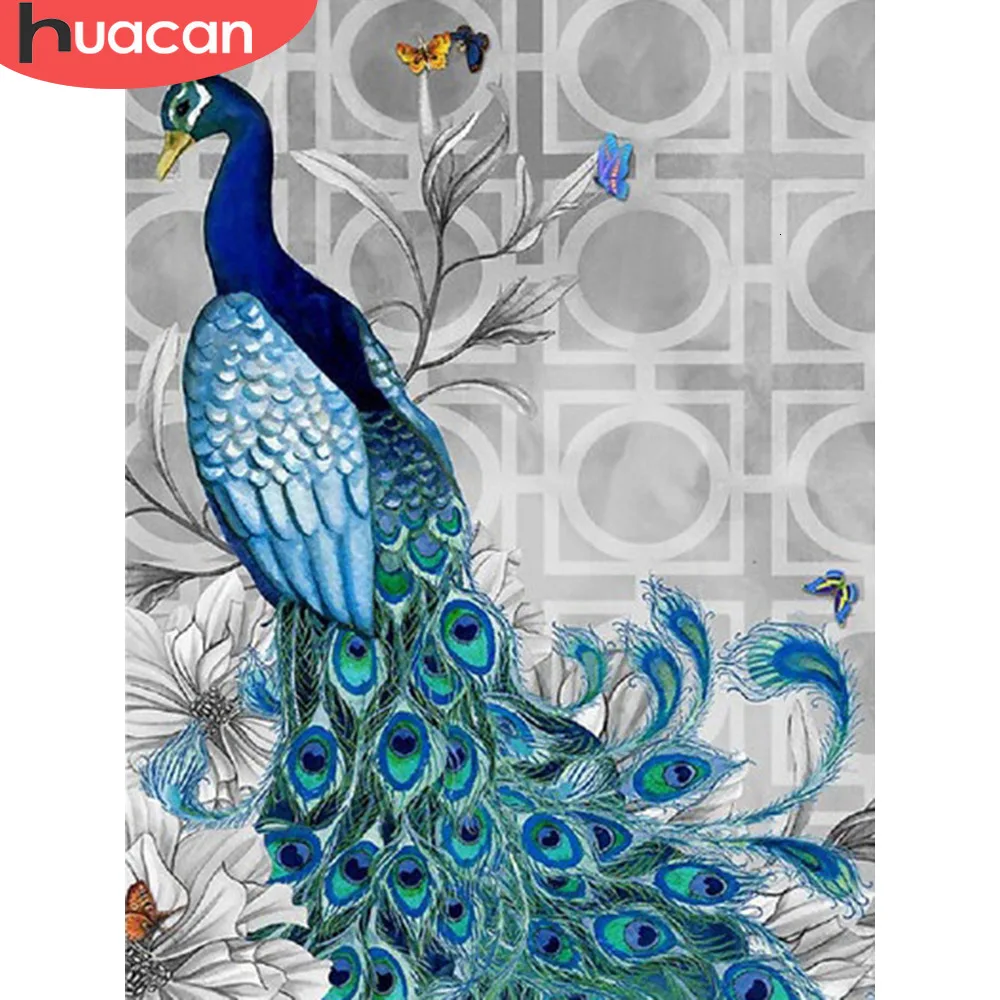 HUACAN 5D Diamond Painting Peacock Animal Embroidery Full Drill Square Home Decoration Handcraft Kit Art