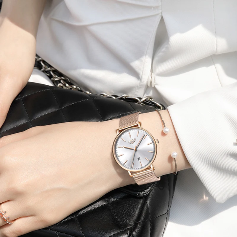 LIGE s Stainless Steel Ultra-Thin Casual Wristwatch Quartz ClockTop Brand Luxury Waterproof Watch  Womens Watches  Fashion Ladie 5