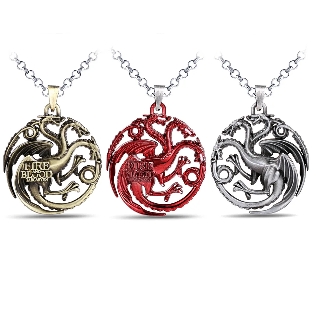 

Game of Thrones of Game a Song of Ice And Fire House Targaryen a Dragon with Three Heads All Stereo Logo Pendant Necklace