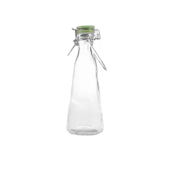 

1000ML/500ML Drink Juice Container Milk Glass Bottle Glass Storage Bottle with Handle (Transparent, Green Cap)