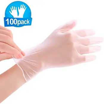 

Disposable Transparent Gloves 100pcs Household Cleaning Washing Gloves PVC Laboratory Nail Art Medical Tattoo Anti-Static Gloves