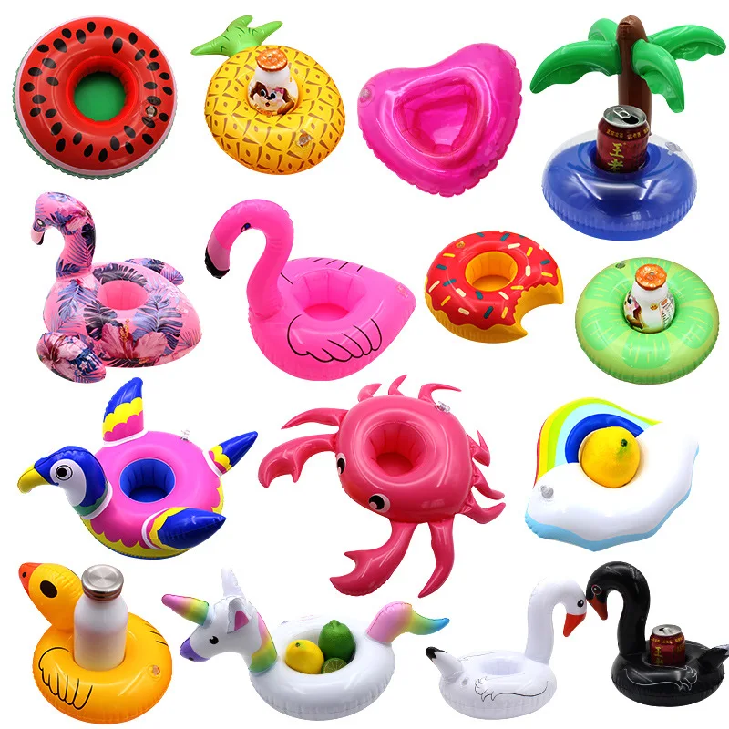 20 pcs Not repeating Mini fanny Inflatable Red Flamingo Floating Drink Cup Holder Swimming Pool Bathing Beach Party Toy Boia
