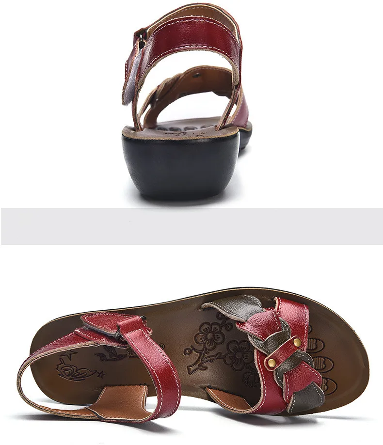 Casual Genuine Leather Sandals Women Wedge Sandals Platform Summer Shoes Ladies Sandalias Beach Shoes Chaussures Femme Size 43