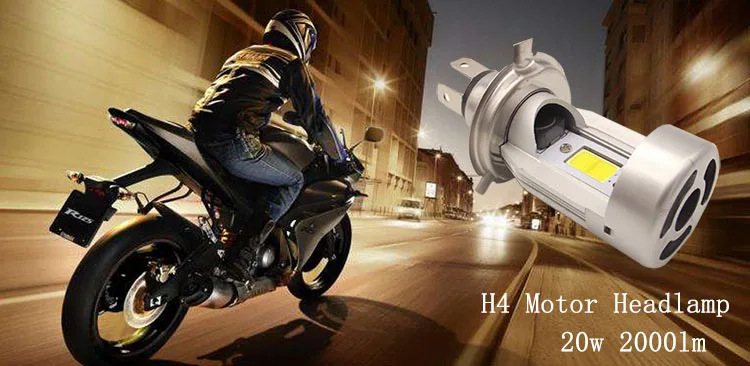 H4 2000lm 6500k светодиодная фара для мотоцикла 20 Вт COB Hi/Lo луч лампы мопед скутер мотоциклетная фара Галогенная замена