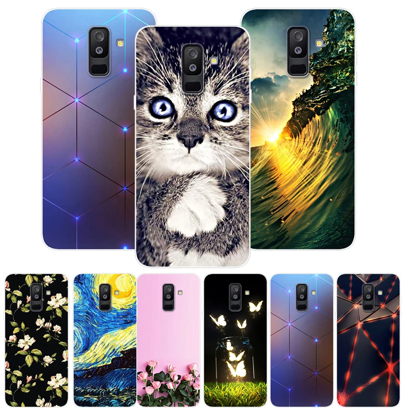 Чехол бабочка A6 Plus для Samsung Модный чехол телефона из ТПУ мягкие крутые чехлы с