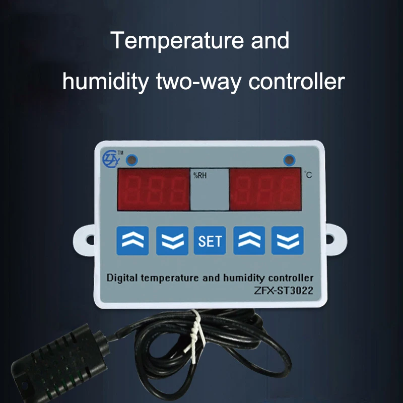 ZFX-ST3022 светодиодный цифровой двойной термометр Температура контроллер термостат для инкубатора с микрокомпьютером