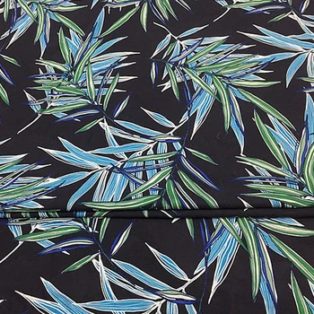 

Leaves print black pure spun silk fabric very thick the hand feel similar to cotton,SRS080