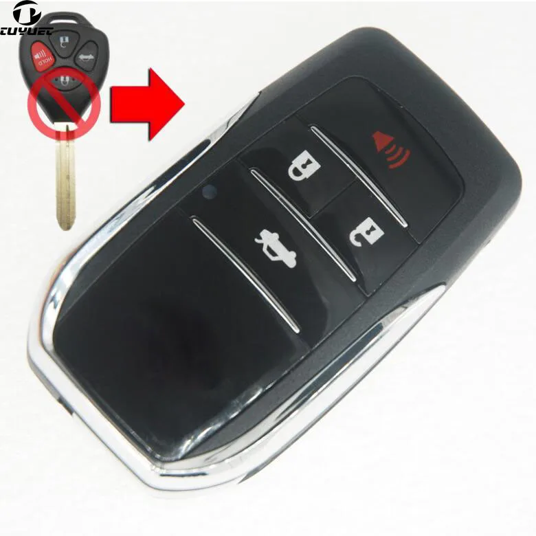 3 + 1 Buttons Key Shell For Toyota AV4 Wish Camry Hiac Corolla Modified Flip Folding Remote Blank key case car key shell car remote key car key key shell