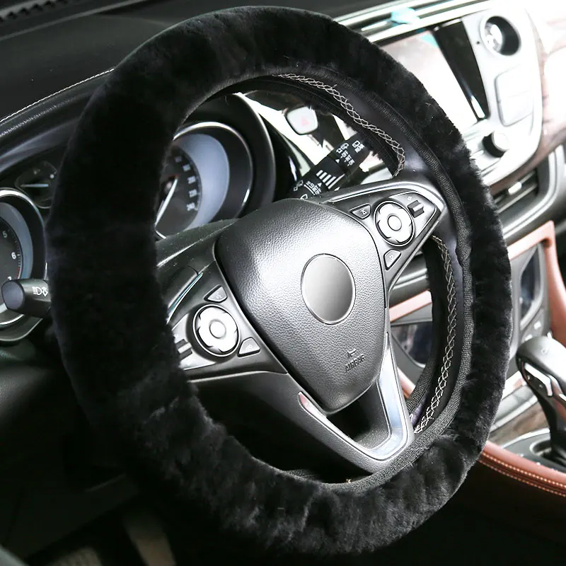 Натуральной Овчины руль рулевое колесо Чехол Премиум Шерсть Руль Обложка