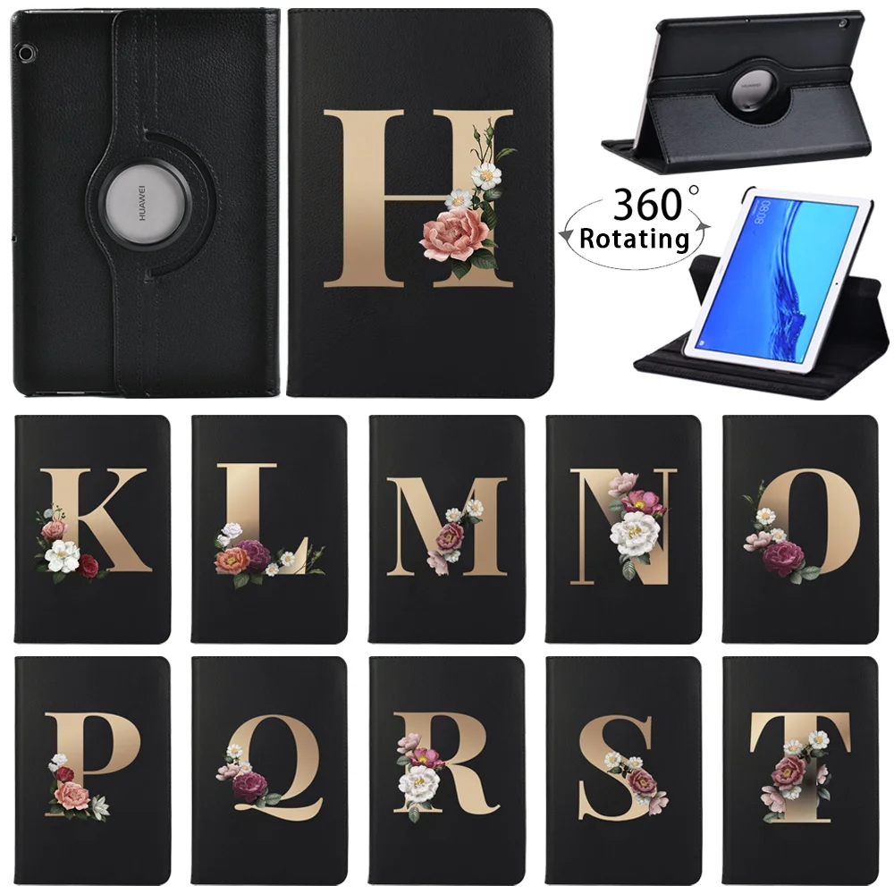 

360 Rotating Case for Huawei MediaPad T3 10 9.6"/T5 10 10.1" Folding Stand Cover PU Leather Tablet Case + Stylus
