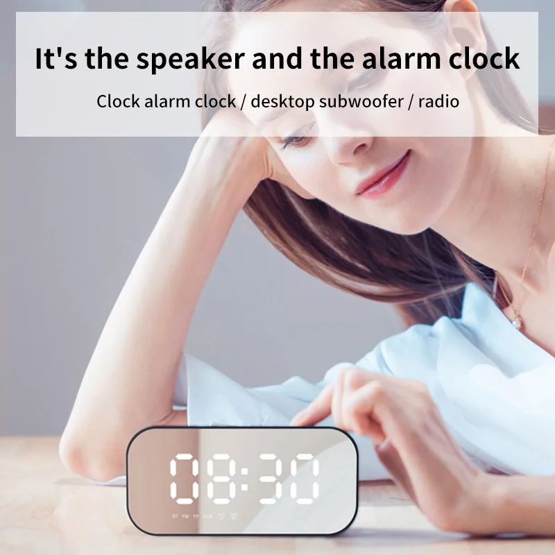 Зеркальные настольные часы Bluetooth 5,0 часы динамиков динамик три режима температурный монитор зеркальные многофункциональные часы дисплей