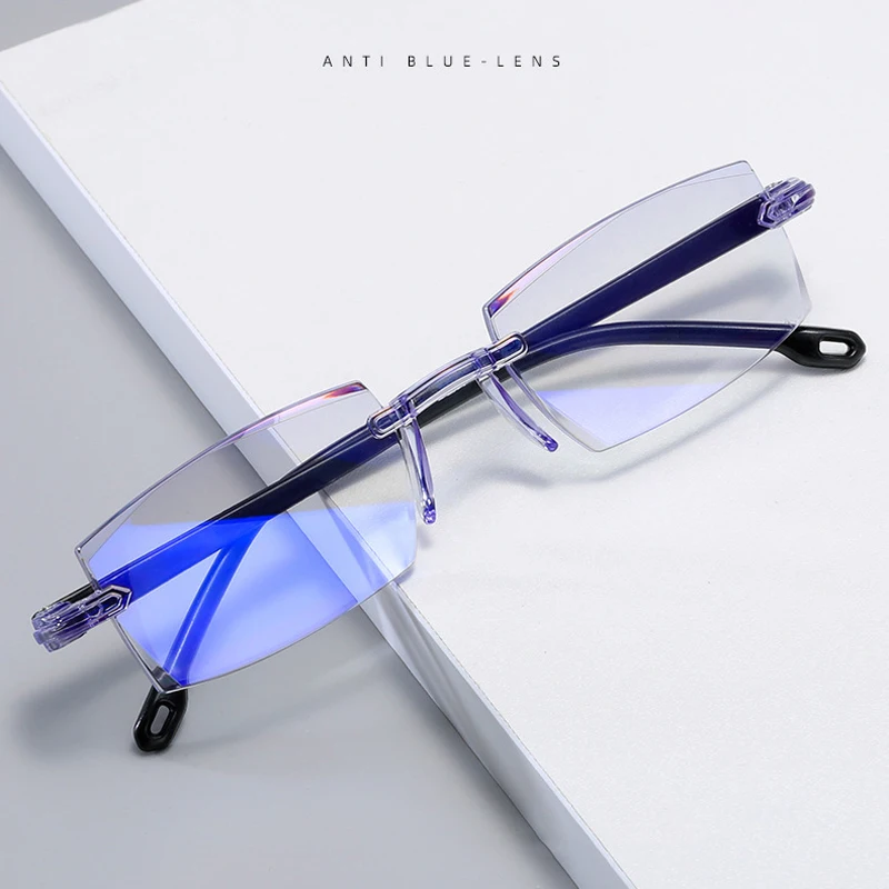 blue light filter glasses New Anti Blue Light Finished Myopia Glasses Rimless Business Nearsighted Eyeglasses Diopter -1.0 1.5 2.0 2.5 3.0 3.5 4.0 blue blocker sunglasses